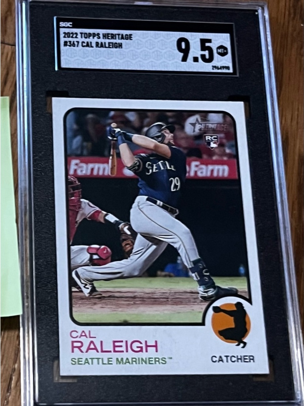 Cal Raleigh 2022 Topps Hertiage #367 Rookie Card Seattle Mariners SGC graded 9.5